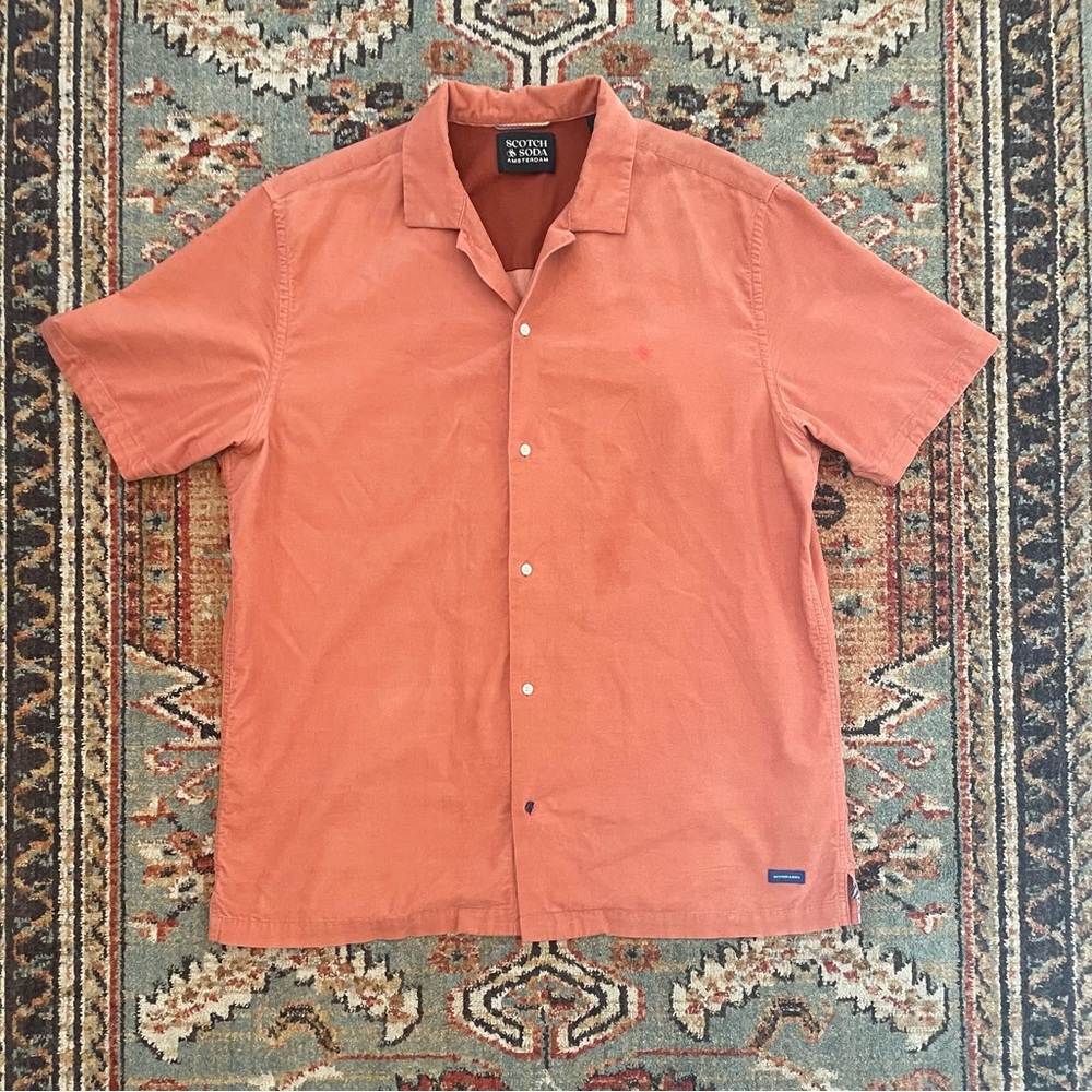 Short sleeve micro-corduroy shirt